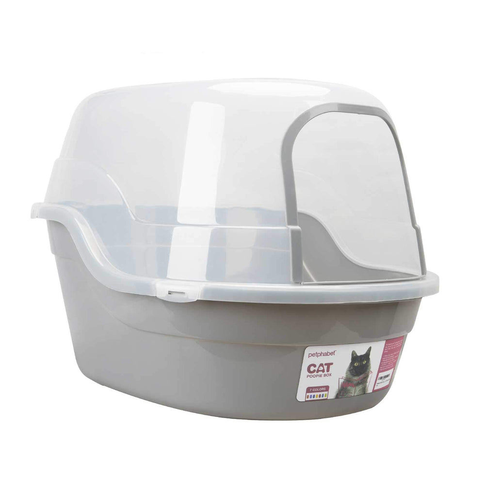 Petphabet Jumbo Hooded Cat Litter Box top cover reduces spills and contains litter