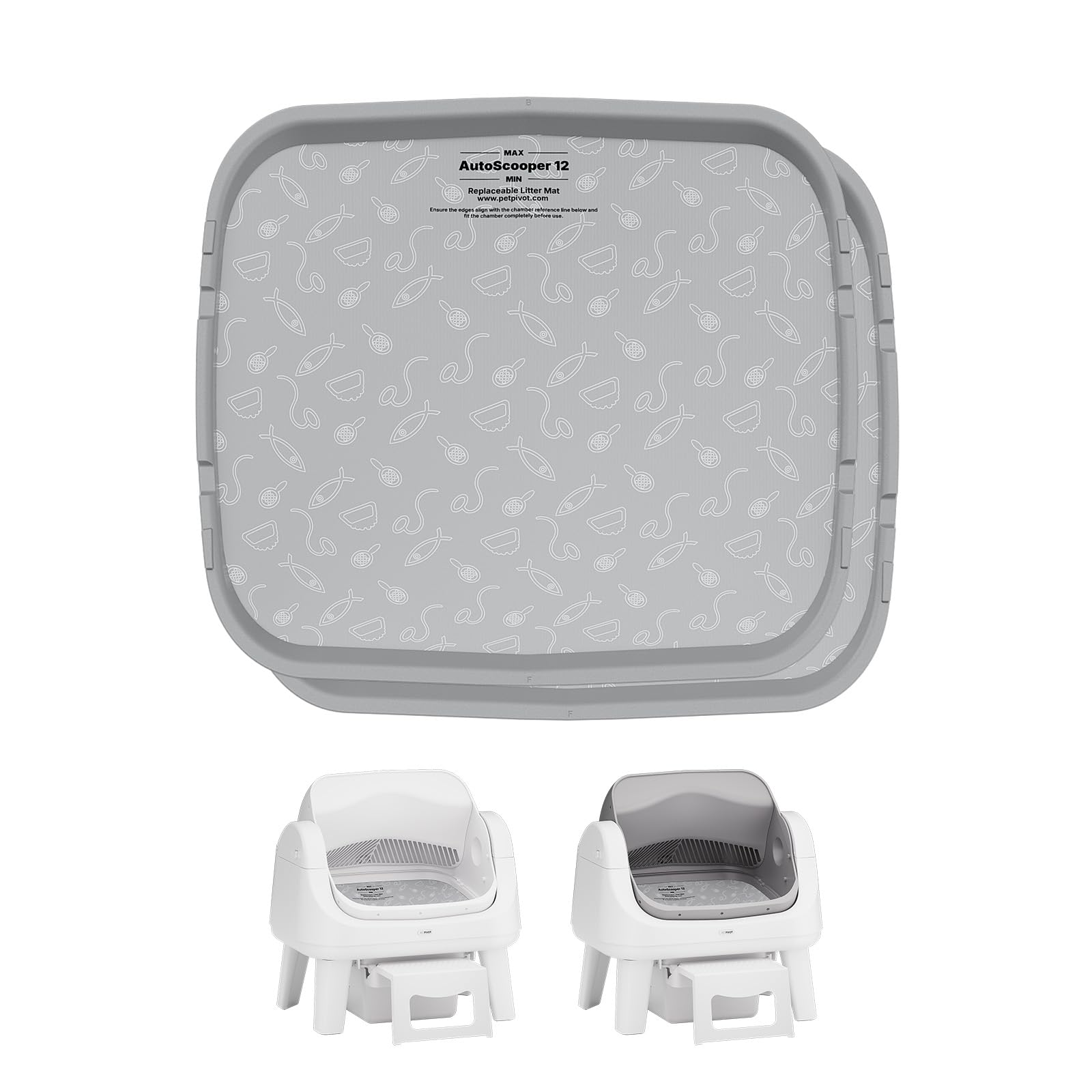 PetPivot Autoscooper12 litter pad fit prevents leaks and keeps area tidy.