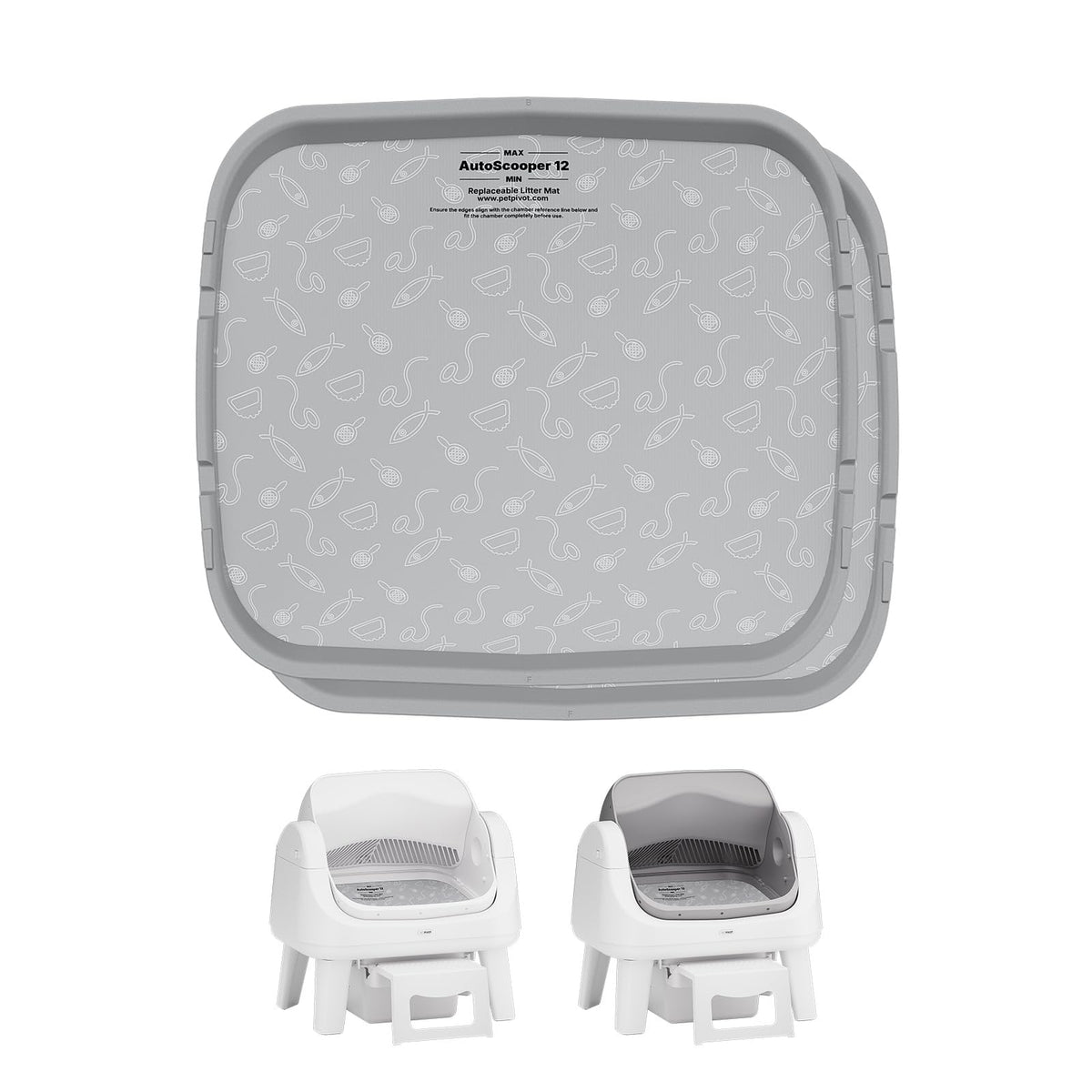 PetPivot Autoscooper12 litter pad fit prevents leaks and keeps area tidy.