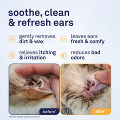 Petpost Cat Ear Wipes coconut oil solution for safe, soothing ear cleaning.