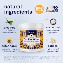 Petpost Cotton pads with coconut oil for debris-free cat ears.