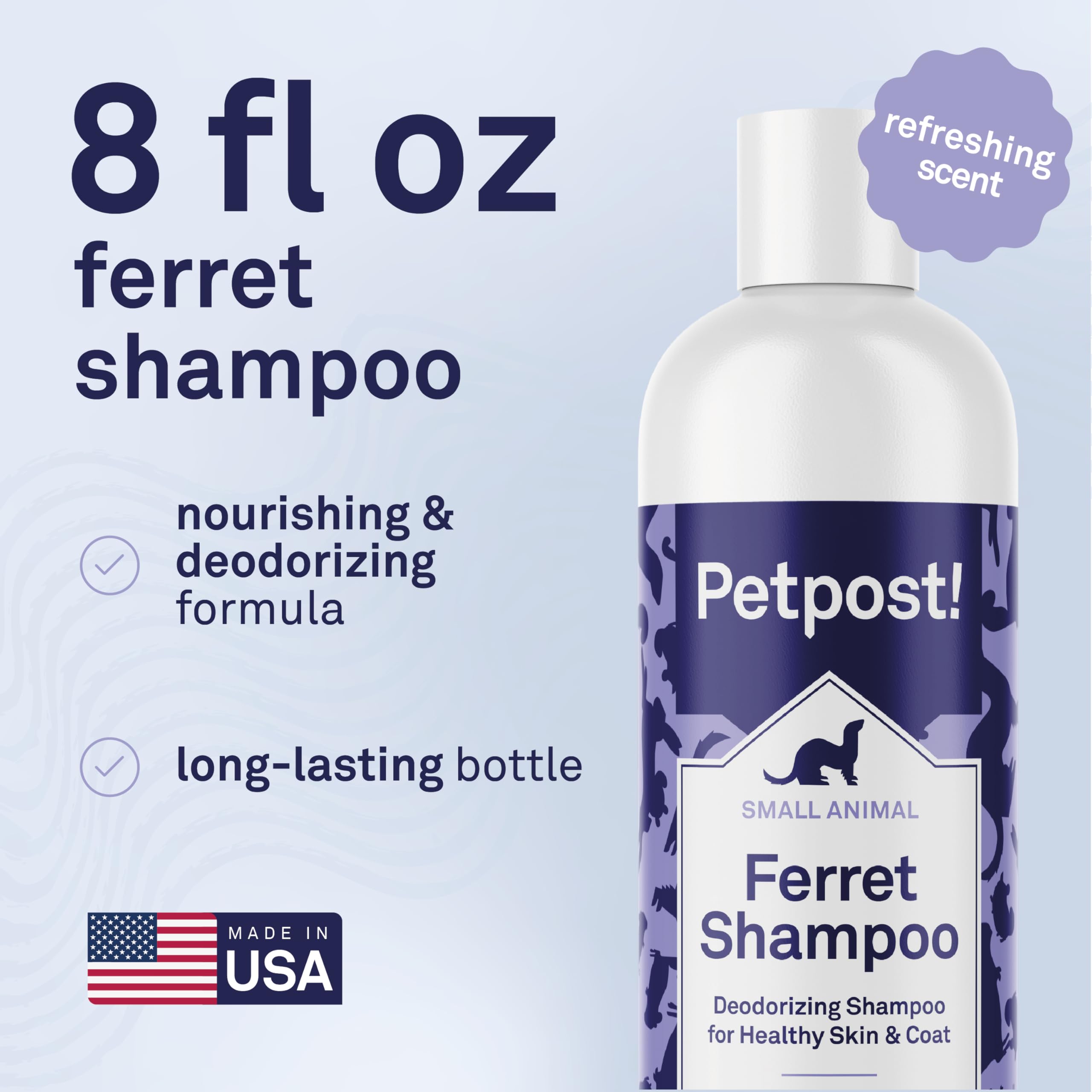 Petpost Ferret Shampoo ingredients panel indicating safe, mild formula