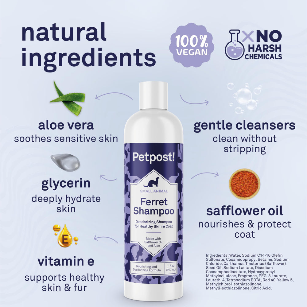 Petpost Ferret Shampoo lather close-up demonstrating gentle cleansing