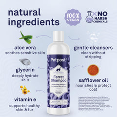 Petpost Ferret Shampoo lather close-up demonstrating gentle cleansing