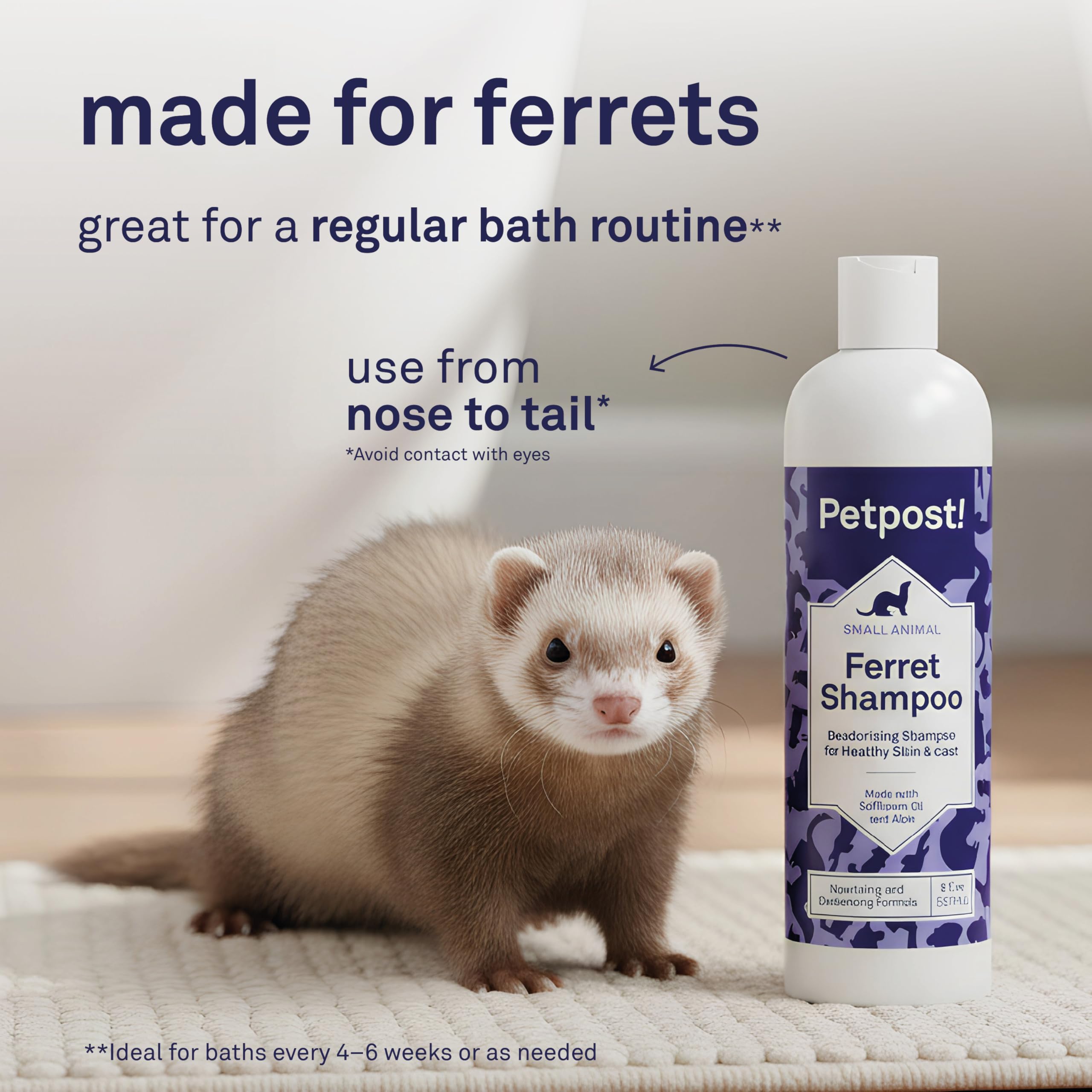 Petpost Ferret Shampoo recyclable packaging shown for eco-conscious shoppers