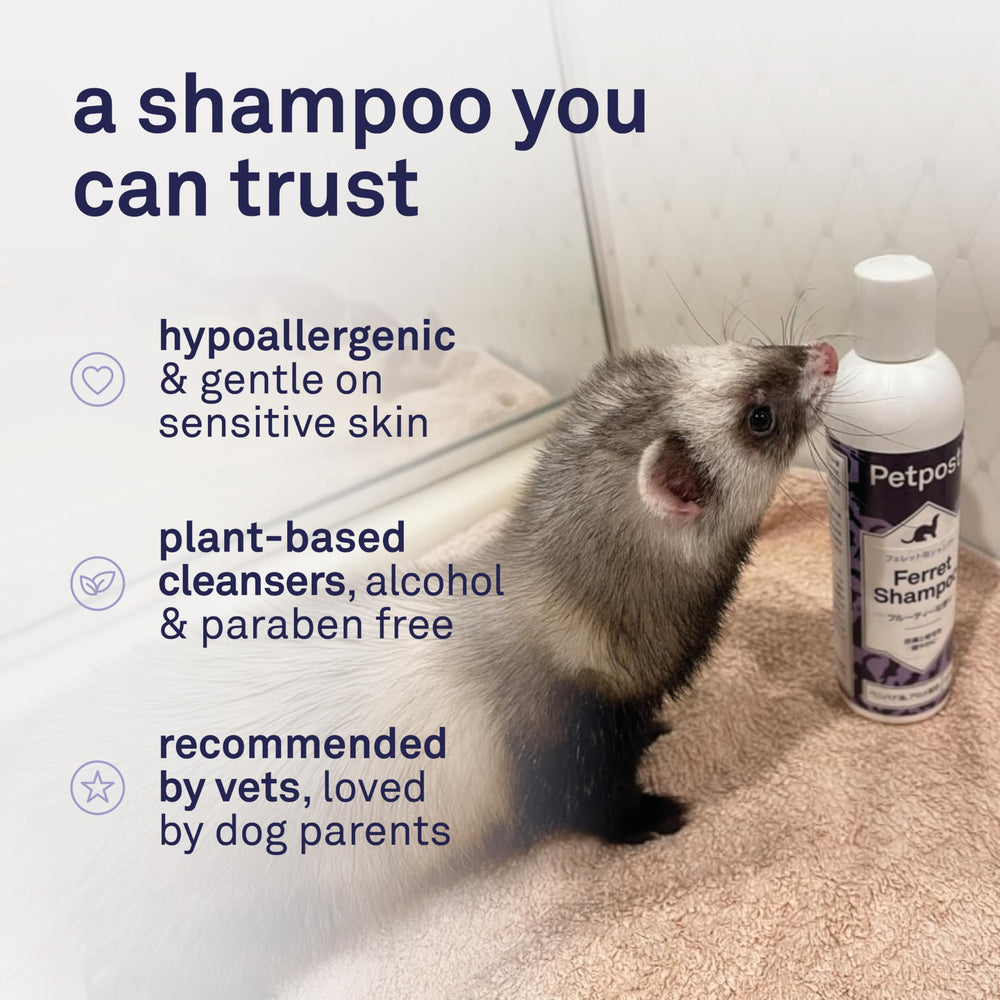 Petpost Ferret Shampoo safflower oil ingredient close-up for moisture