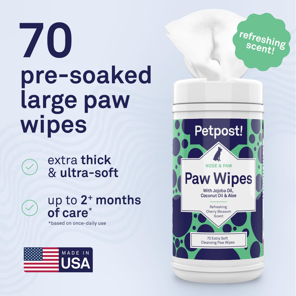 Petpost Large Paw Wipes cherry blossom scent leaves paws fresh