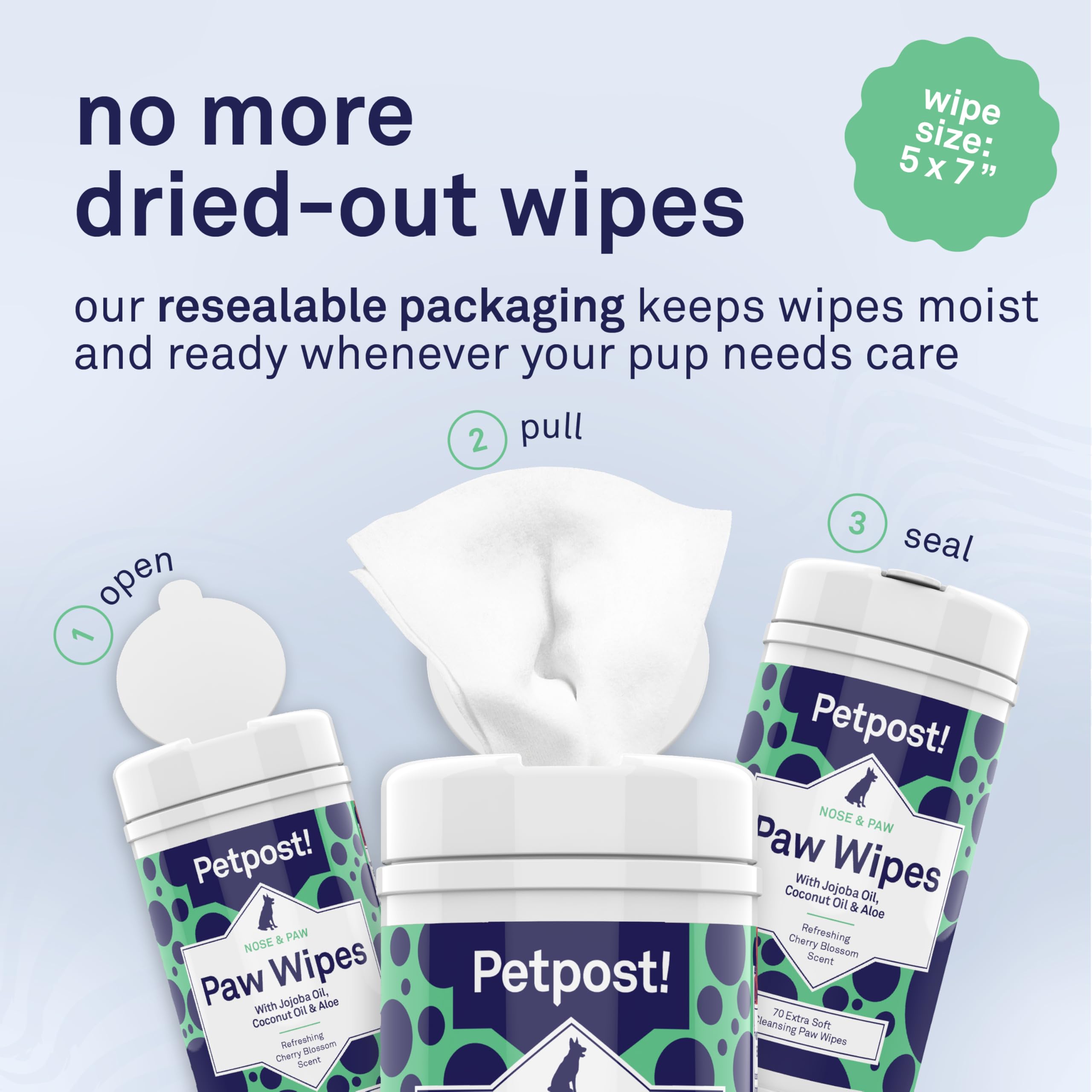 Petpost Paw Wipes shown as part of a grooming routine