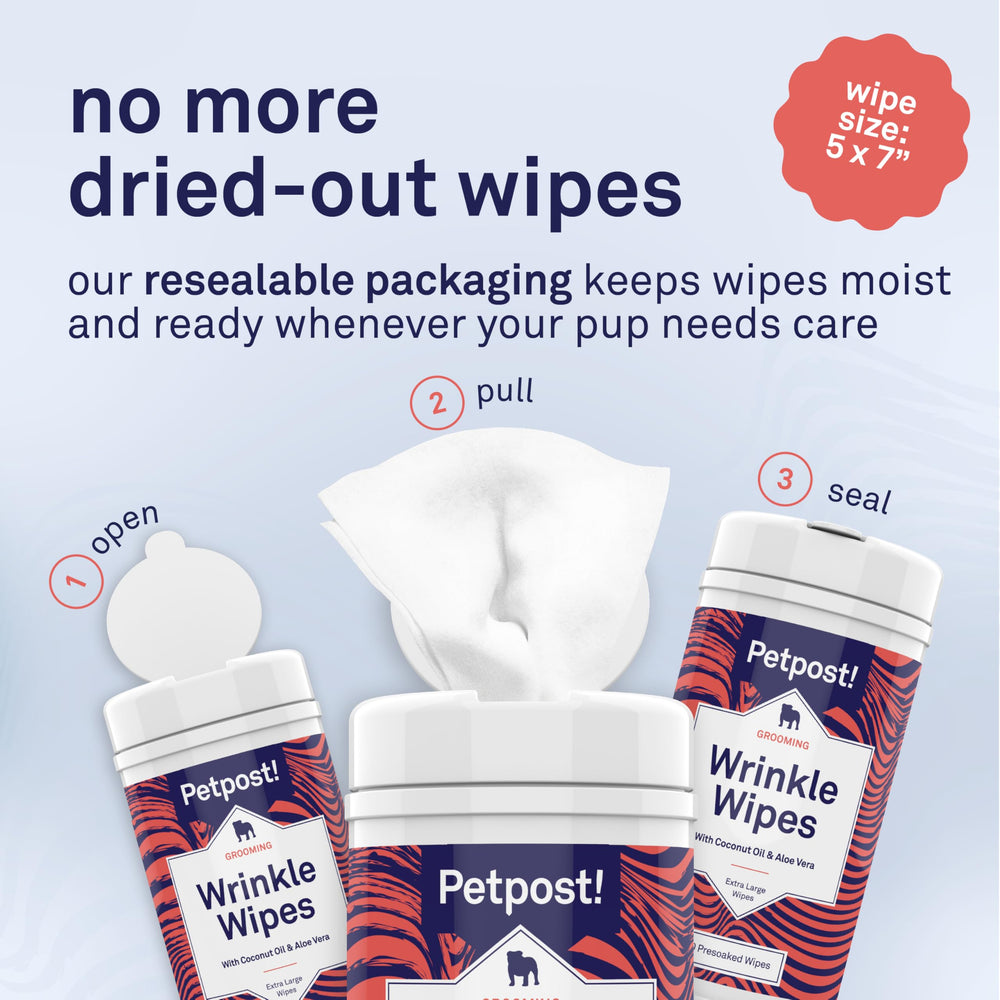 Petpost wipes suitable for pugs and wrinkly face care