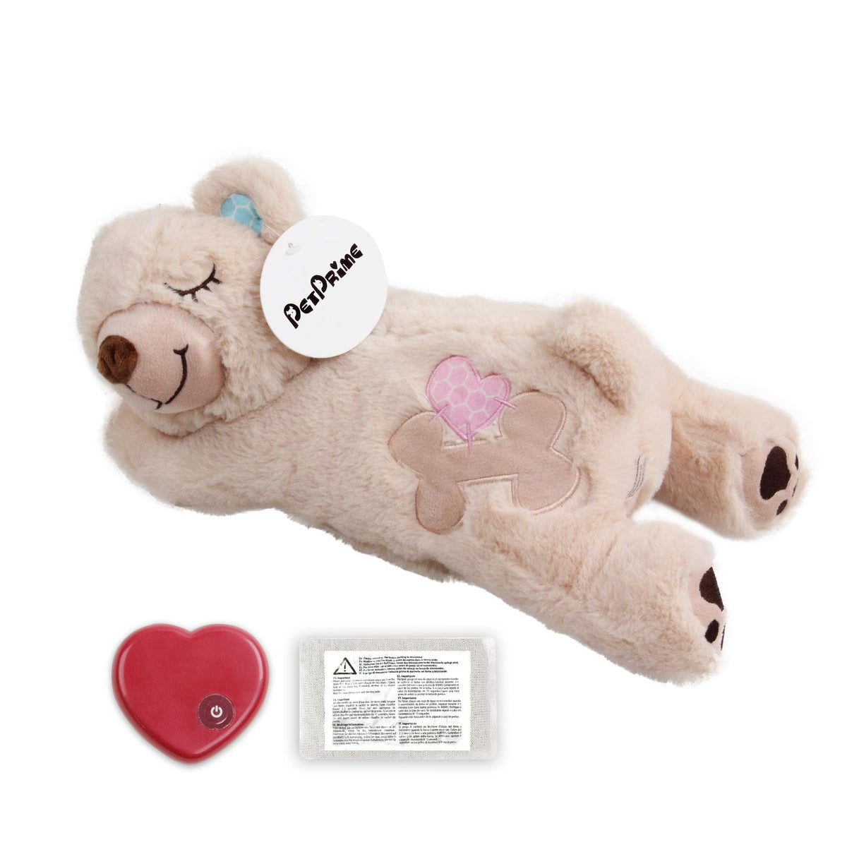 PetPrime dog plush heartbeat toy with comforting heartbeat for anxious dogs
