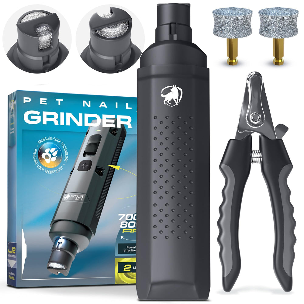 PETPROVED dog nail grinder in use with quiet operation for stress-free grooming.