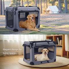 Petprsco 40-inch collapsible crate folded flat for compact storage.