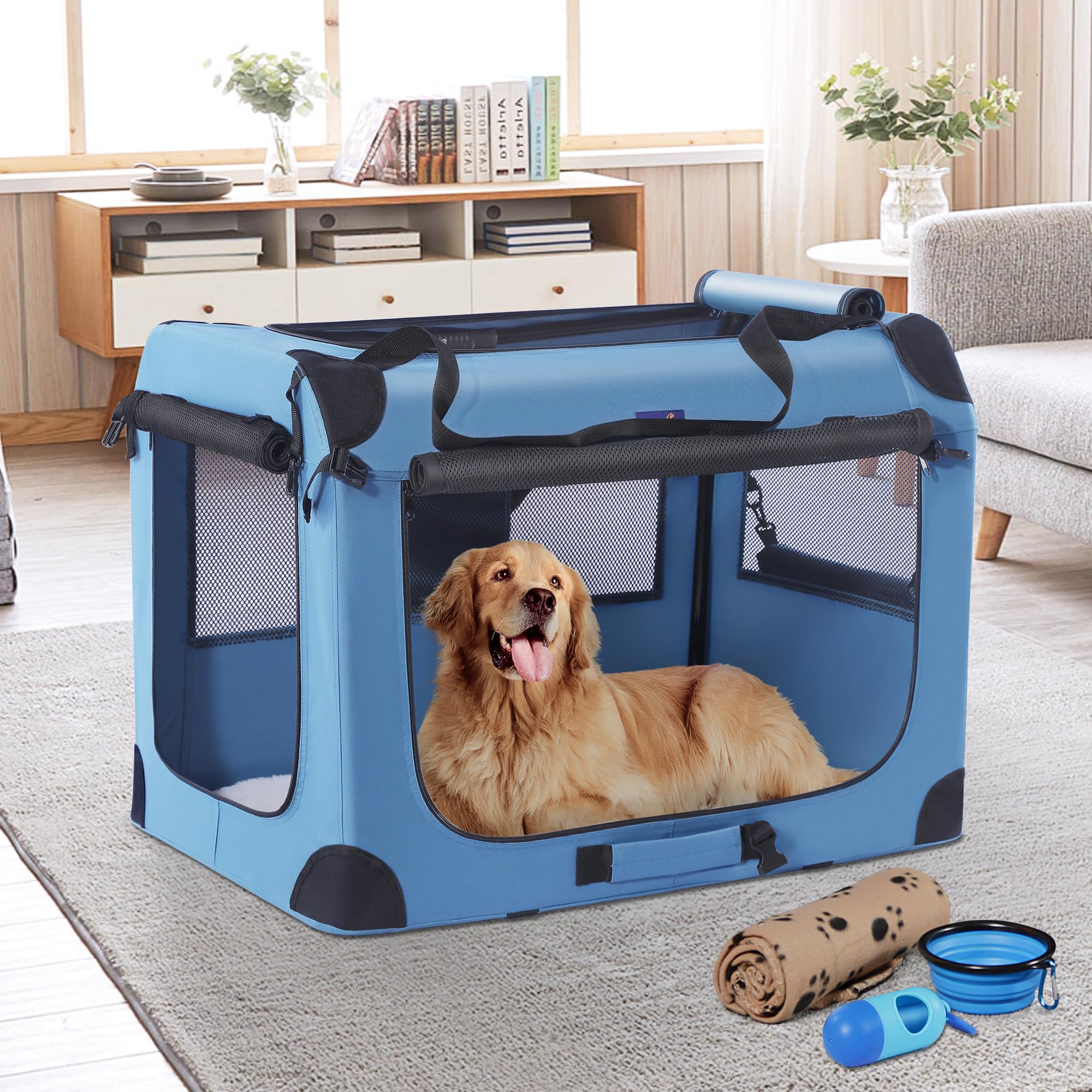 Petprsco folded crate for compact storage and portability