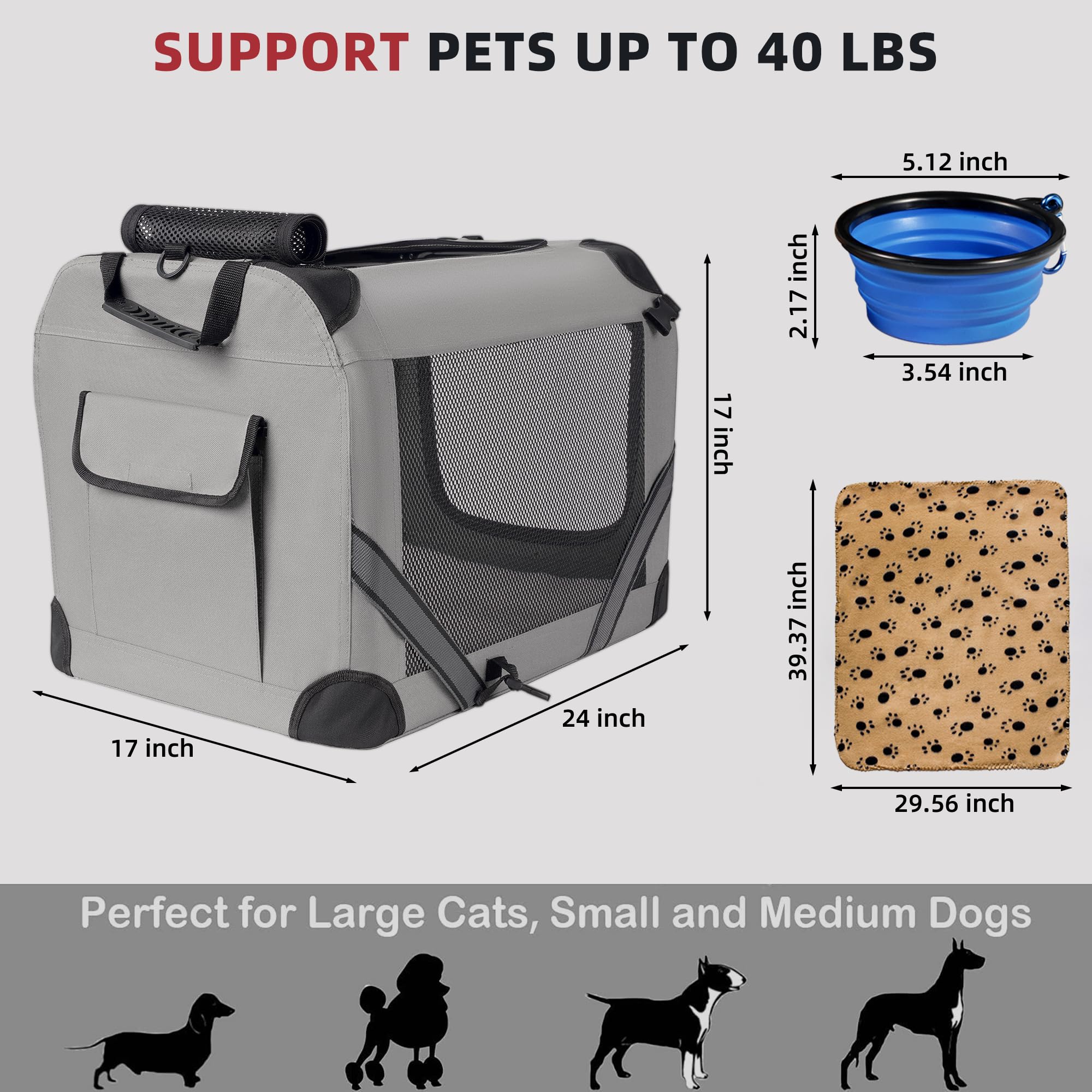 Petprsco large-cat-carrier-doors-and-leash shows secure entry with built-in restraint.