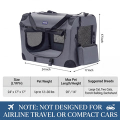 Petprsco crate with open doors for easy entry and exit during travels