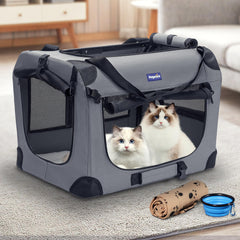 Petprsco crate side view highlighting sturdy frame for safe car journeys