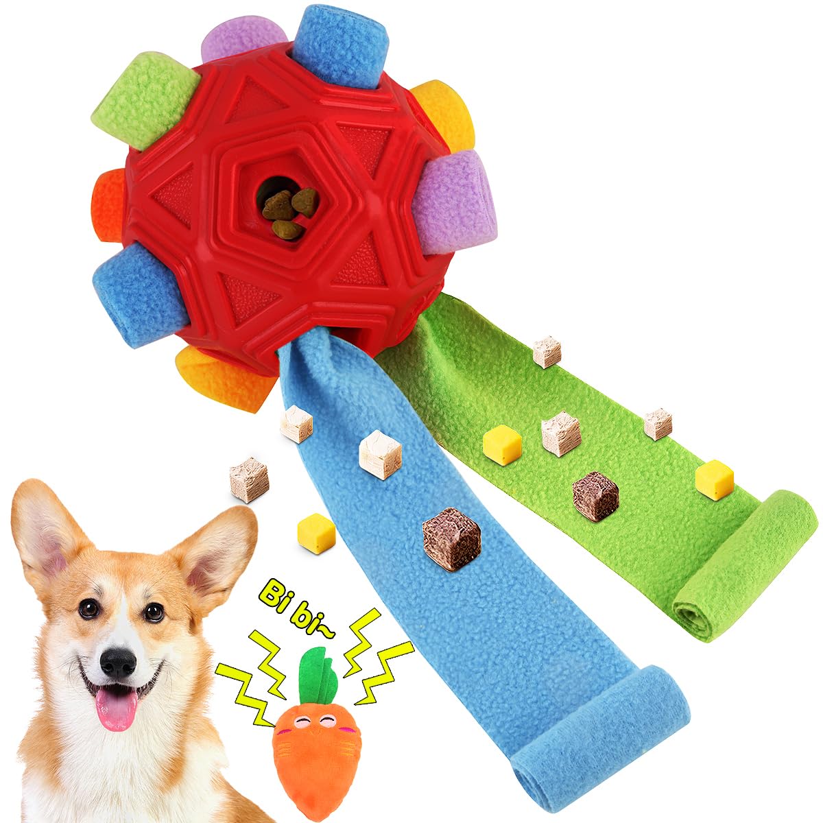 Petration Dog Snuffle Ball in action promotes sniffing and slow feeding.
