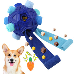 Petration dog snuffle ball shows thick fabric strips for durable scent training.