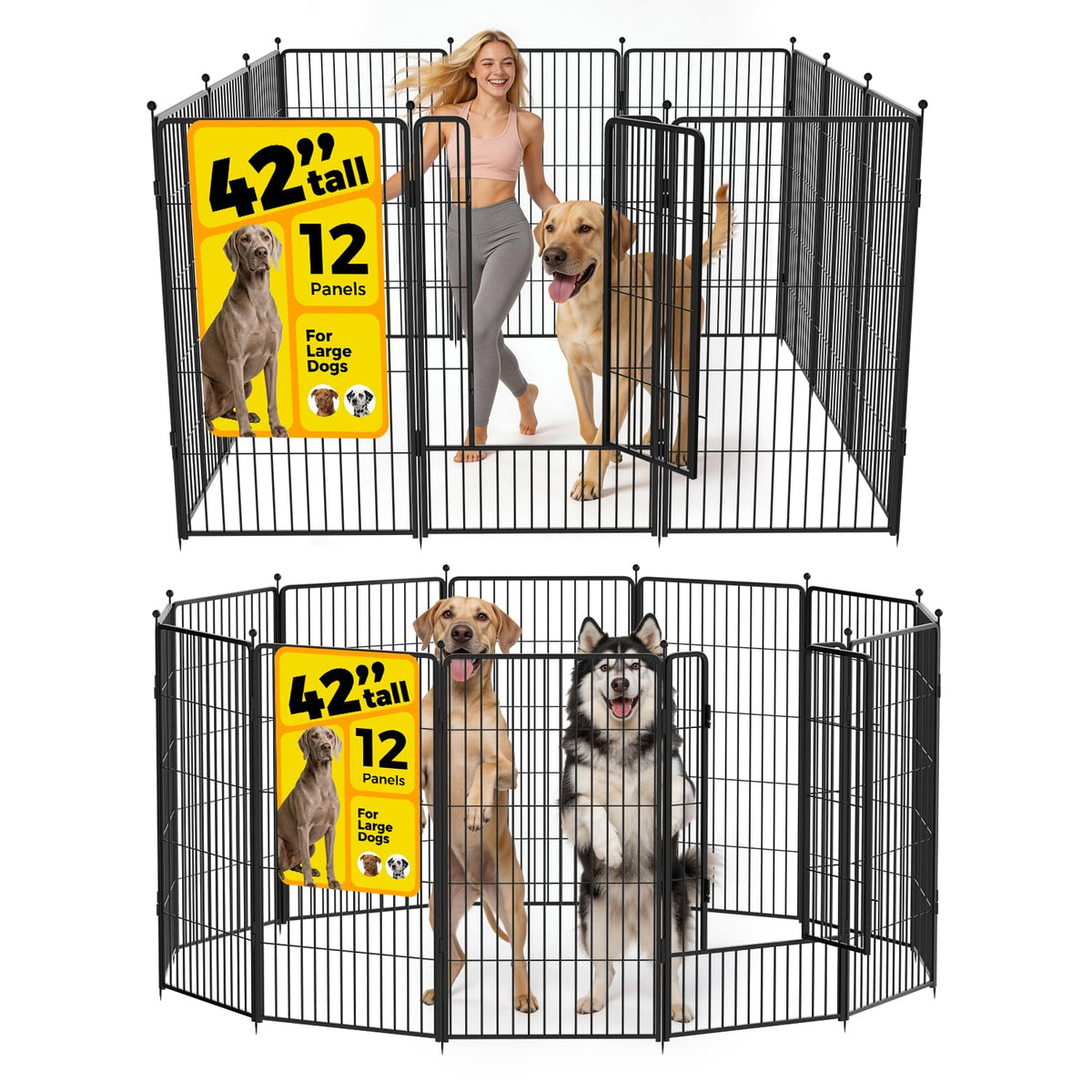 PETREEK 42-inch dog playpen assembled for safe indoor play.