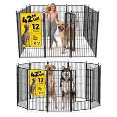 PETREEK 42-inch dog playpen assembled for safe indoor play.