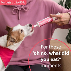PetResQ dial-a-dose tube dispense shows precise dosing for dogs and cats.