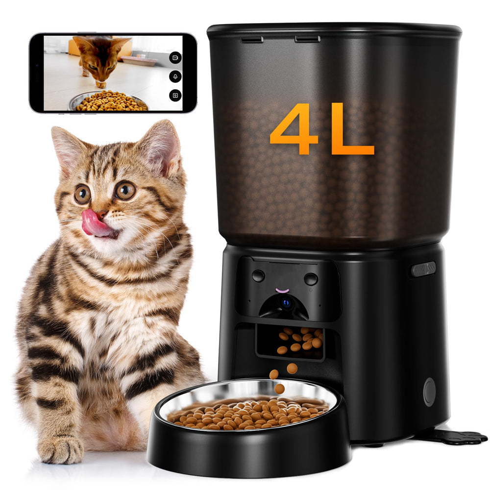 Petrice automatic feeder 4L capacity image shows ample kibble storage.
