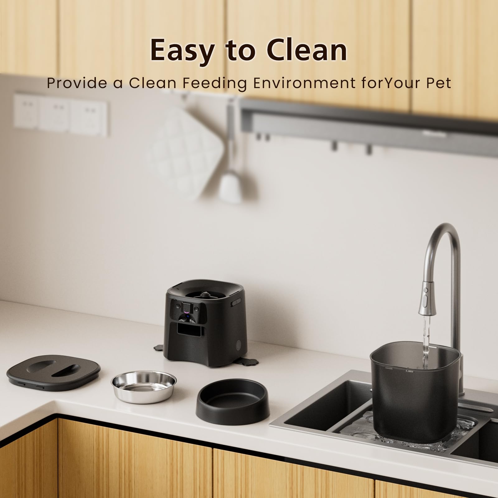 Petrice automatic feeder anti-clog design ensures smooth kibble flow.