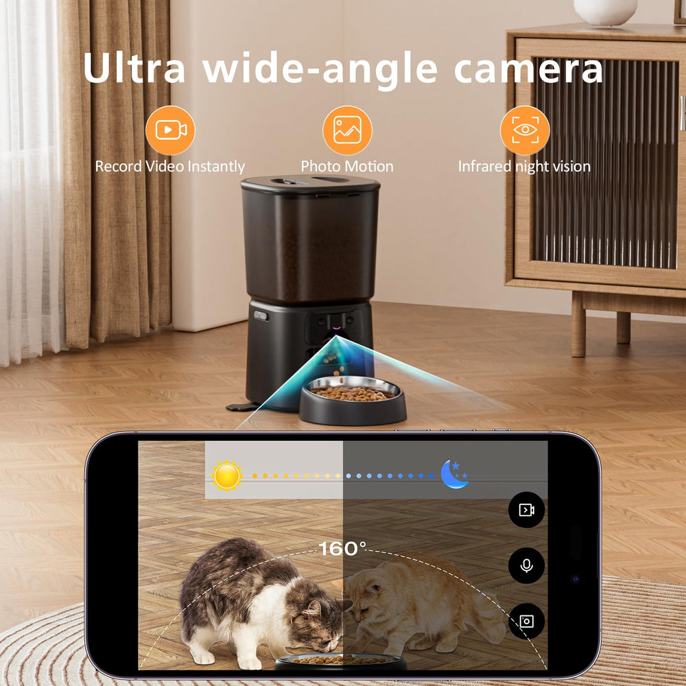 Petrice automatic feeder app control demonstrates remote feeding management.