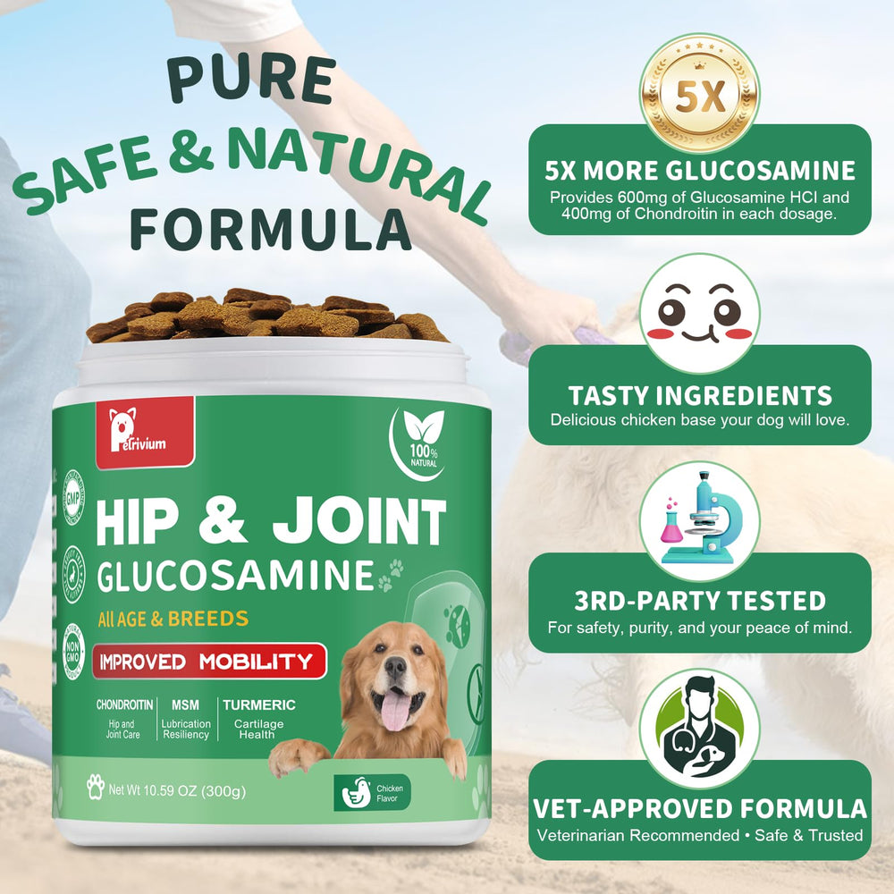 Petrivium chondroitin-msm-dogs-chews label emphasizing joint nourishment