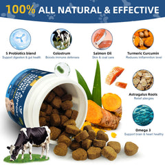Petrivium Dogs Immunity Probiotics Pack highlights gut support for skin and health.