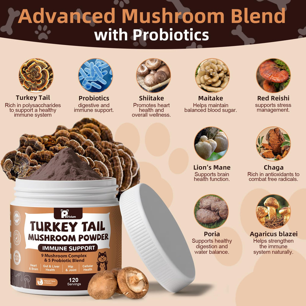 Petrivium powder dispensed into pet food at mealtime