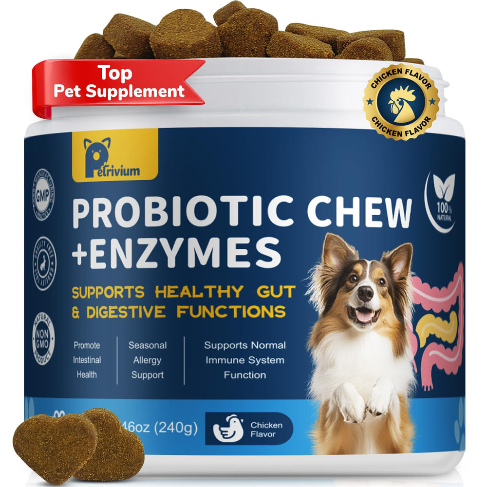 Petrivium Probiotics for Dogs chews packshot supporting gut balance