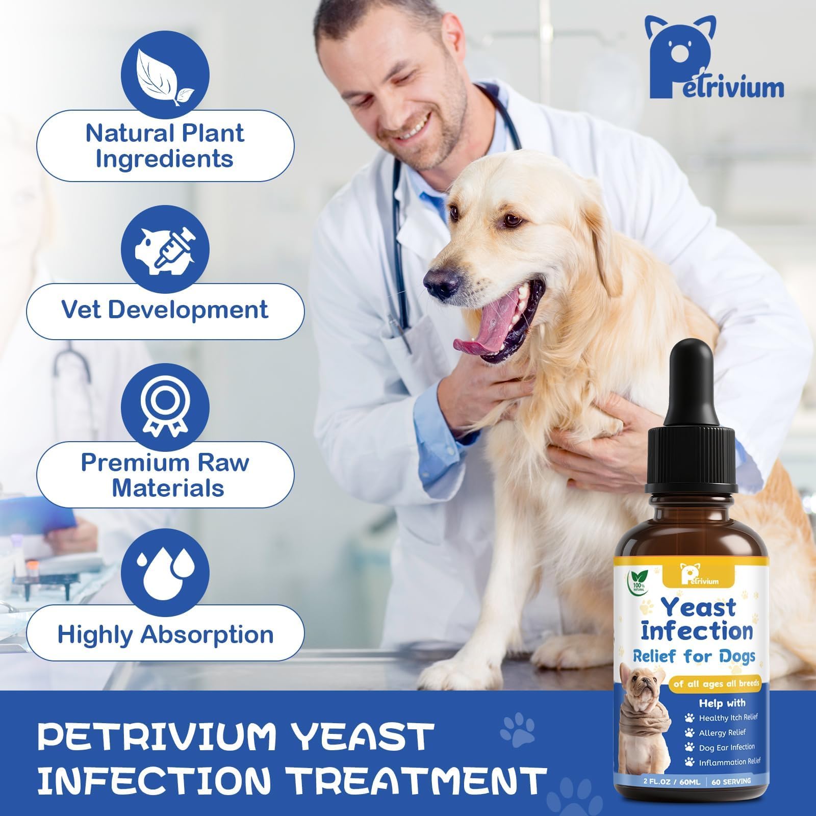 Petrivium Yeast Infection Drops dosing system showing precise dropper for accurate administration.