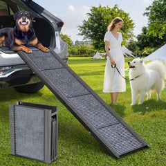 PetRuna Dog Ramp 63-inch length provides a gentle incline for easy car entry.
