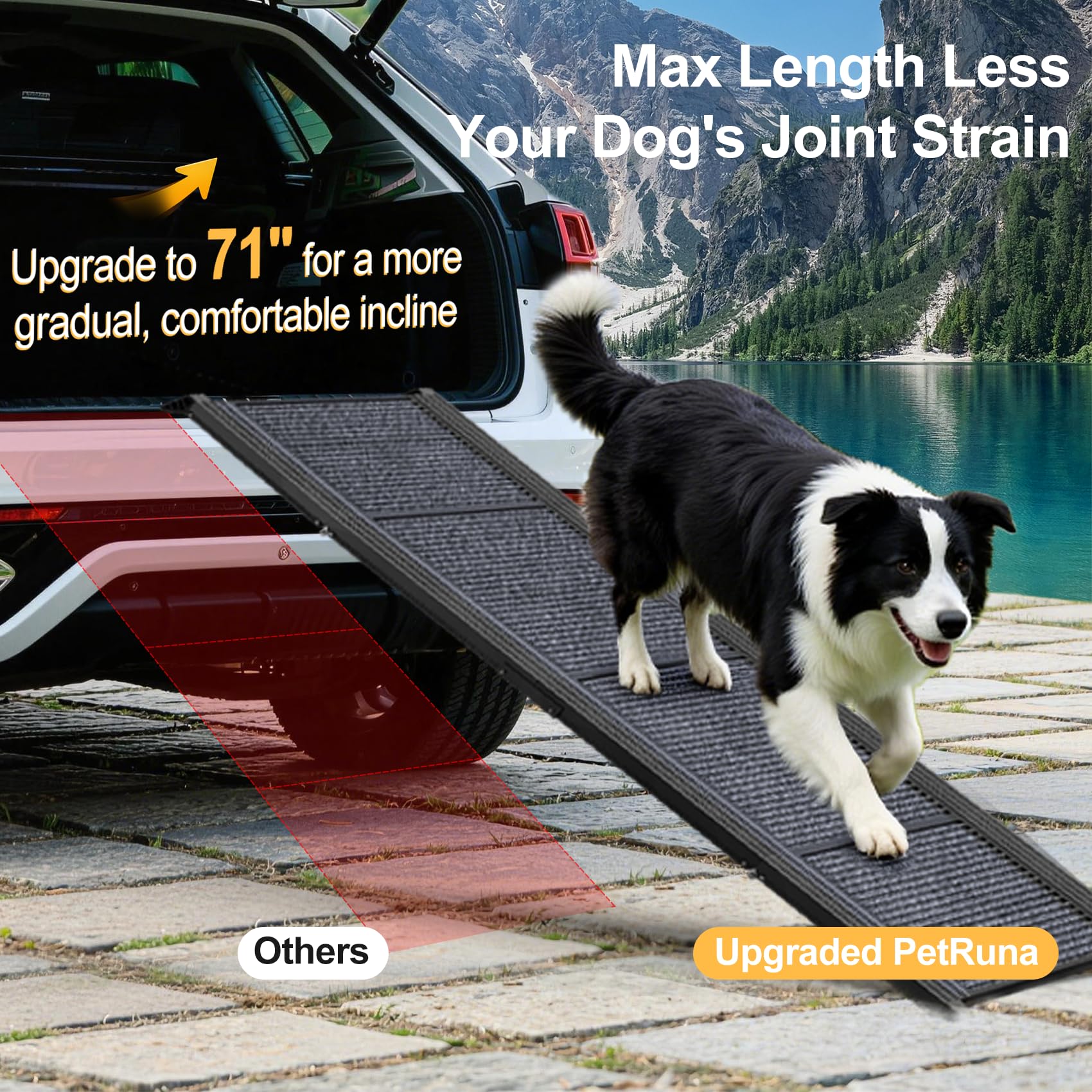 PetRuna lightweight folded ramp weighs 16 pounds for effortless transport