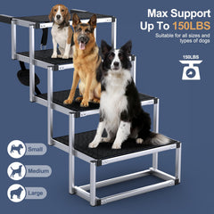 PetRuna dog stairs four-step wide design eases climbing for larger dogs.
