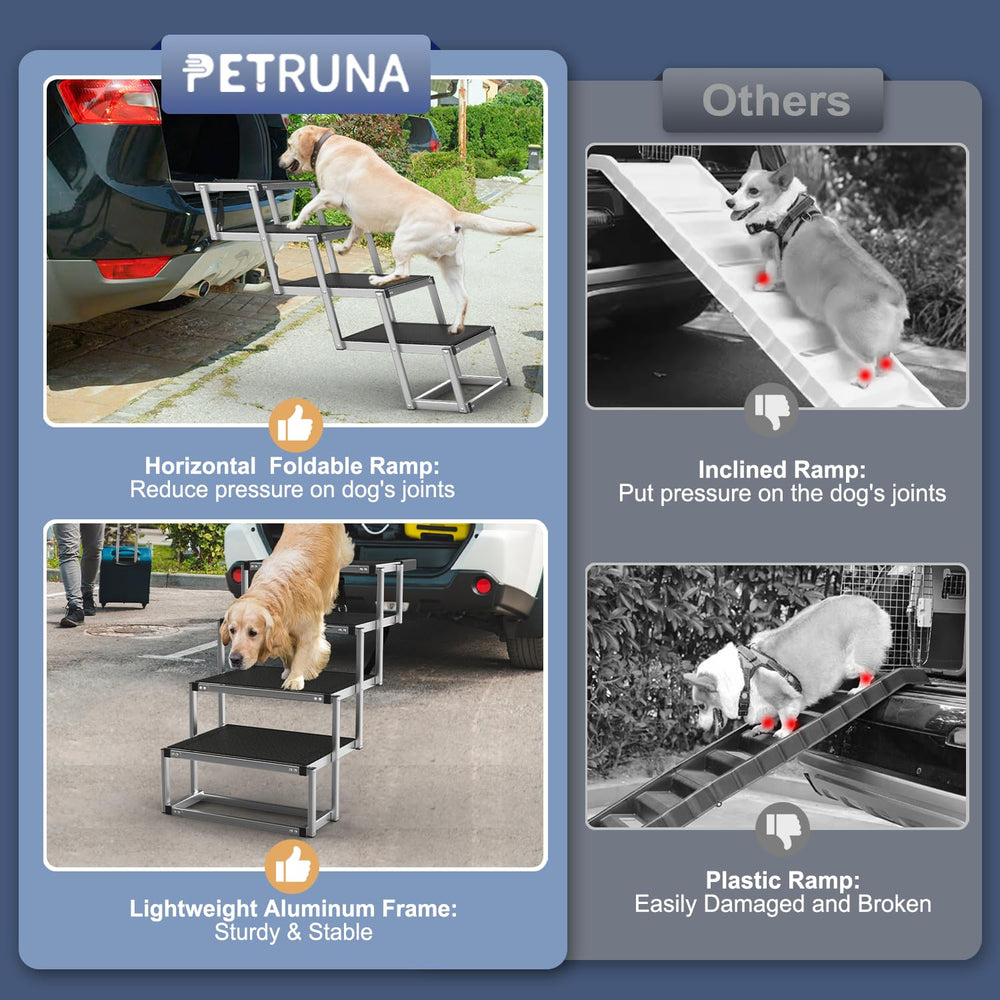 PetRuna dog stairs foam handle improves grip during transfers.