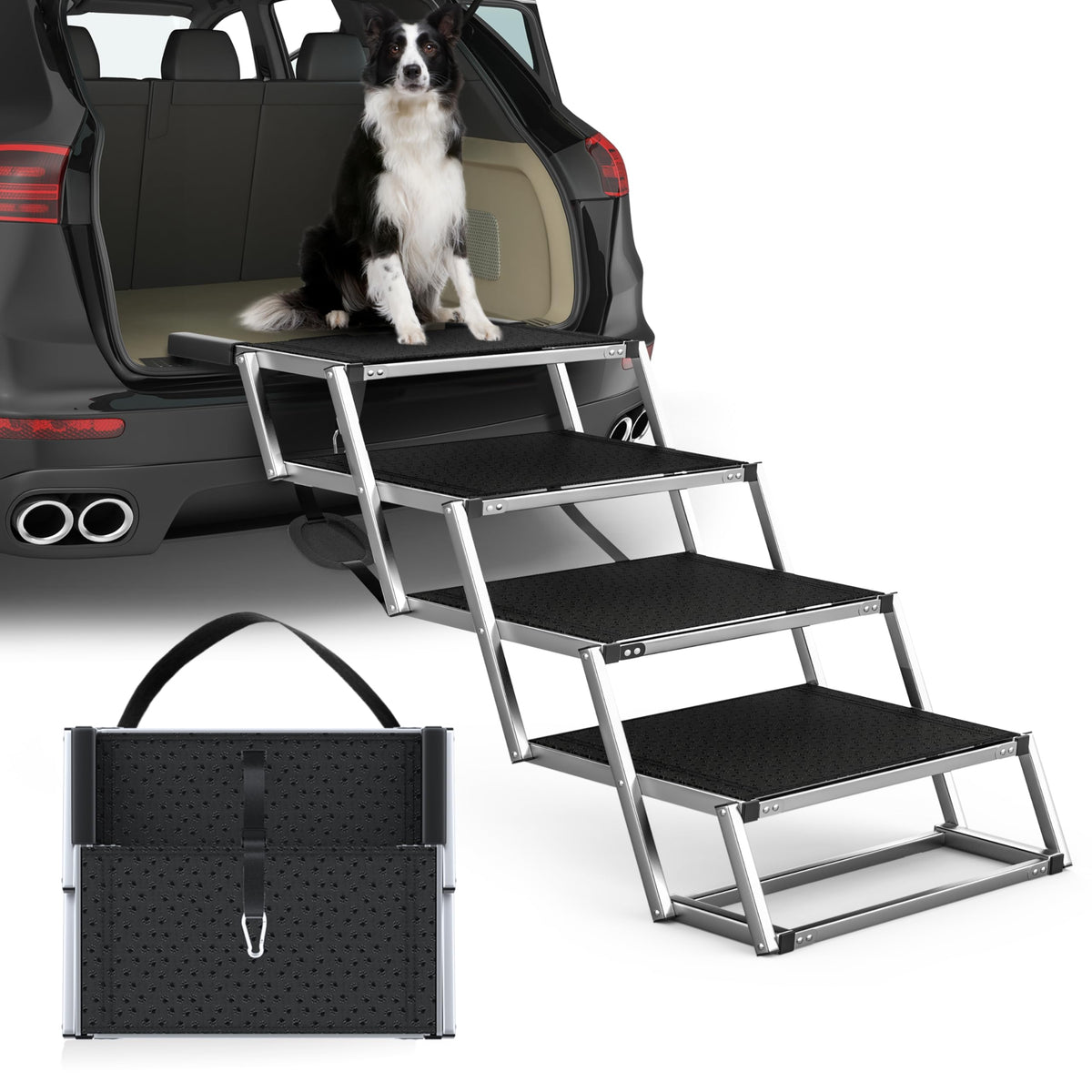 PetRuna extra-wide dog stairs for car provide stable access for large dogs