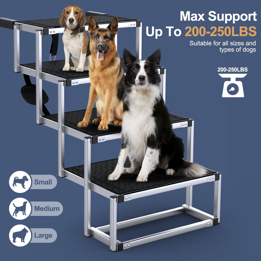 PetRuna four-step stairs with wide treads support confident climbs for big breeds