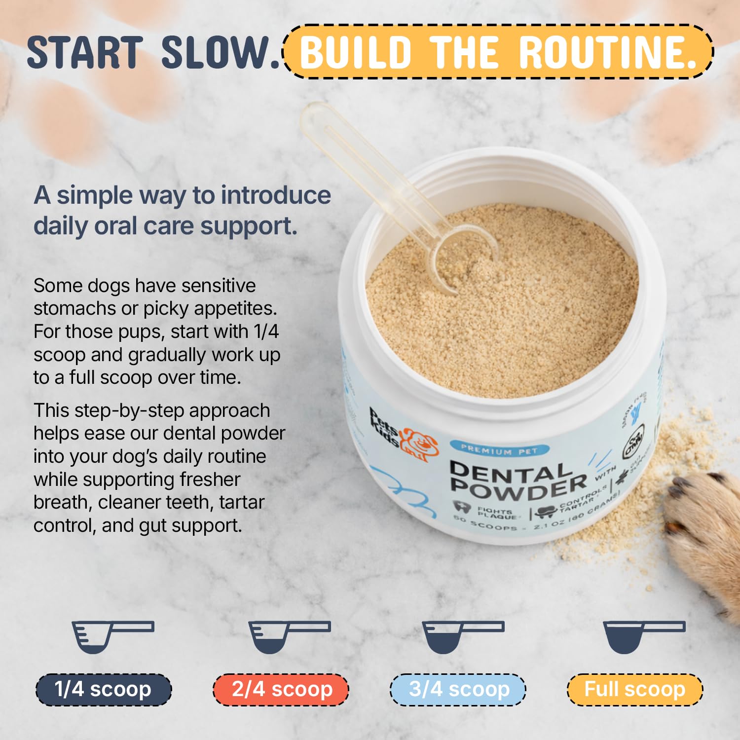 Pets Are Kids Too dog dental powder on teeth for tartar support