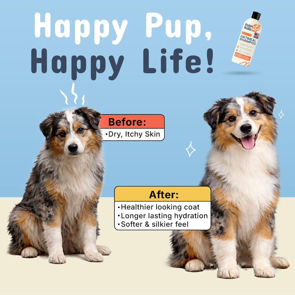 Puppy enjoying bath with Pets Are Kids Too oatmeal shampoo.