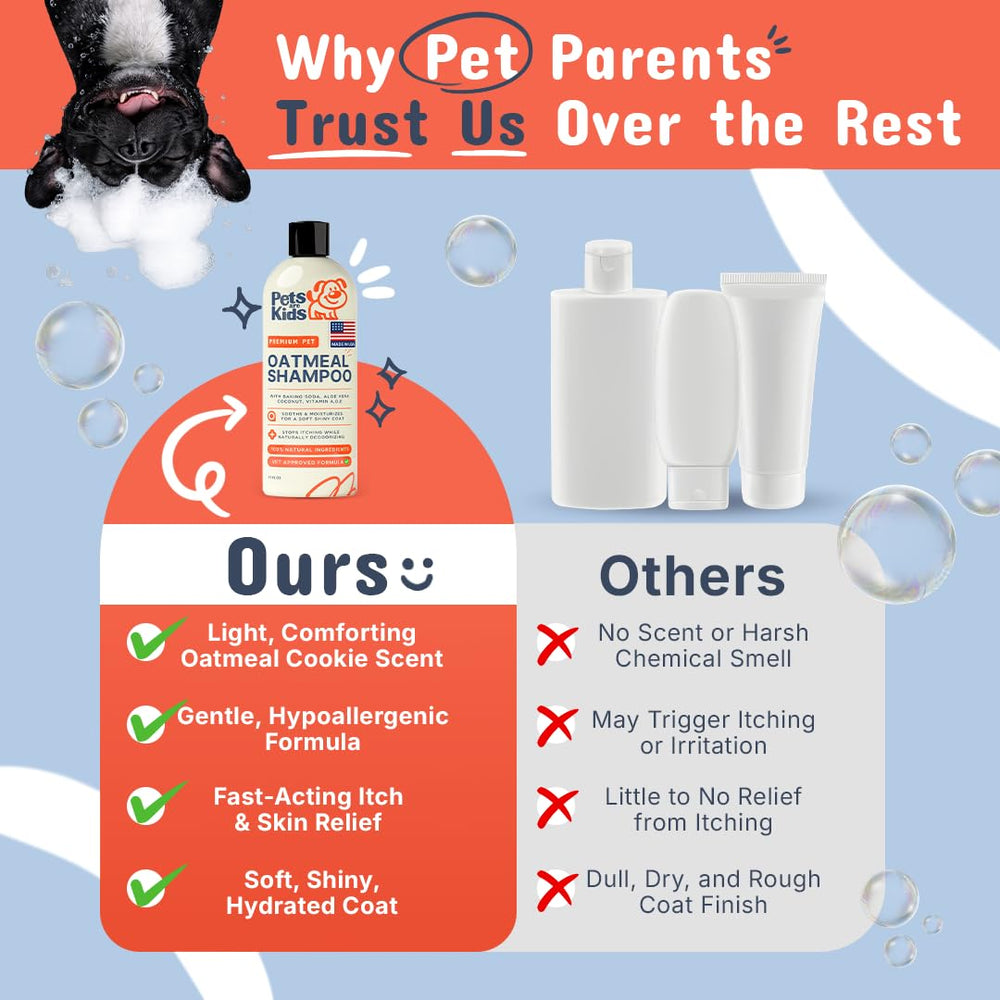 Tear-free, sensitive-skin friendly Pets Are Kids Too shampoo.