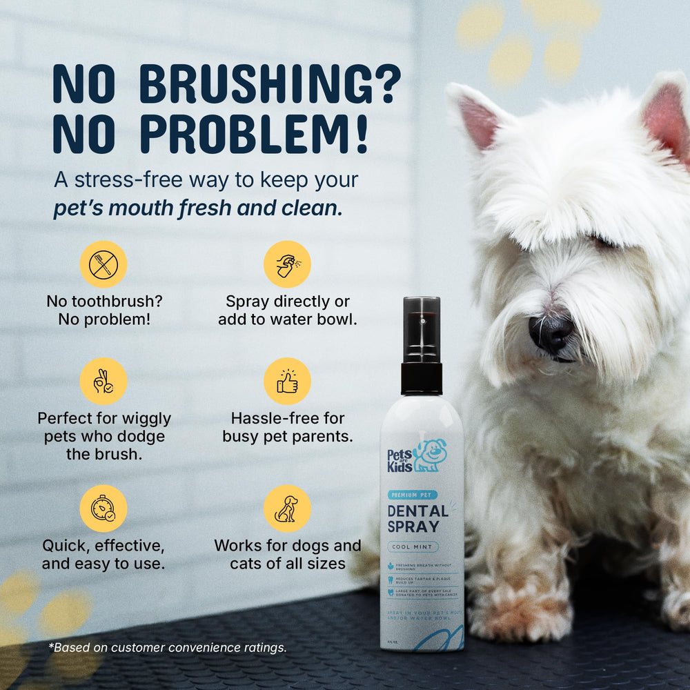 Pets Are Kids Too vet-approved label for pet dental spray