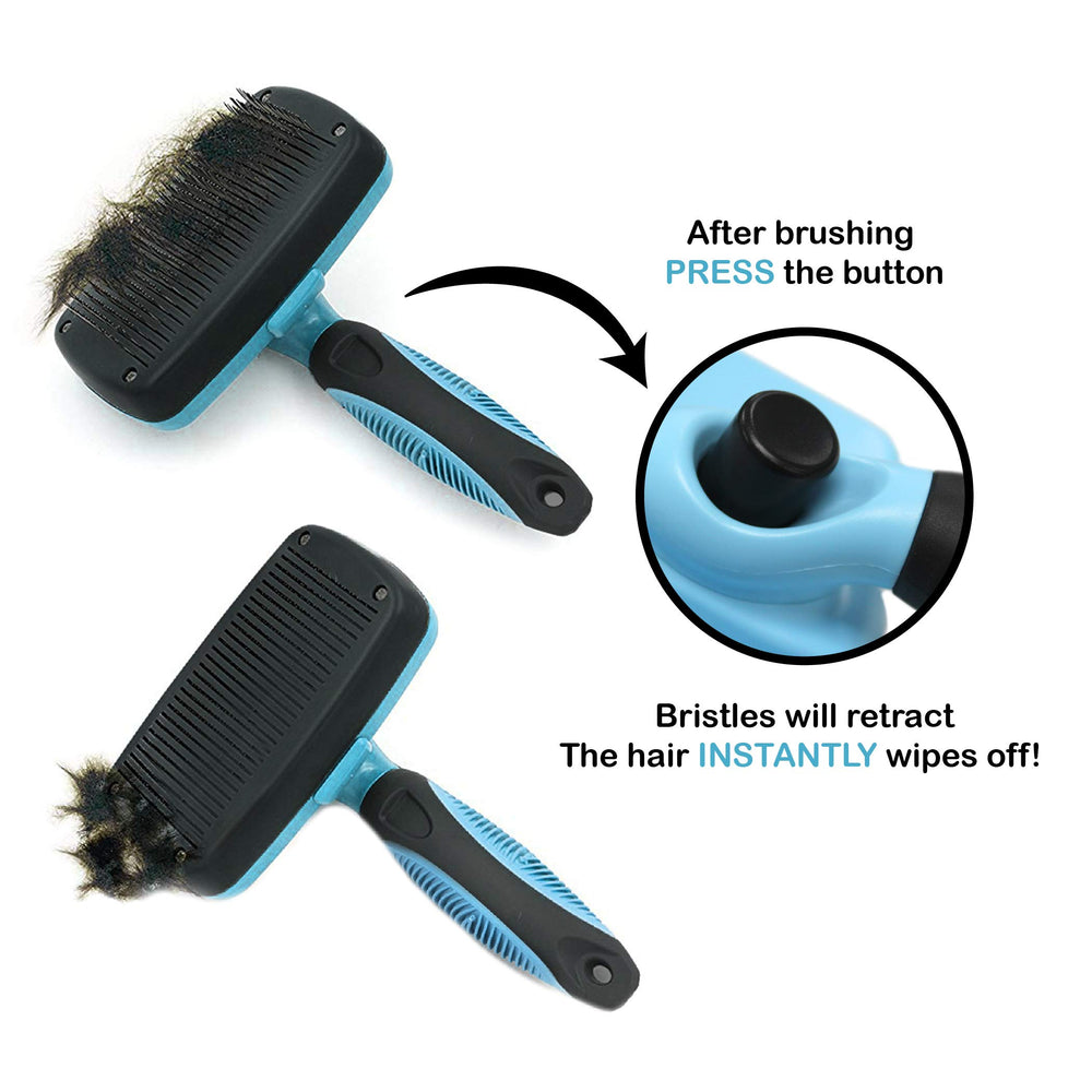 Pets First brush features fine stainless steel bristles for thorough yet gentle brushing.