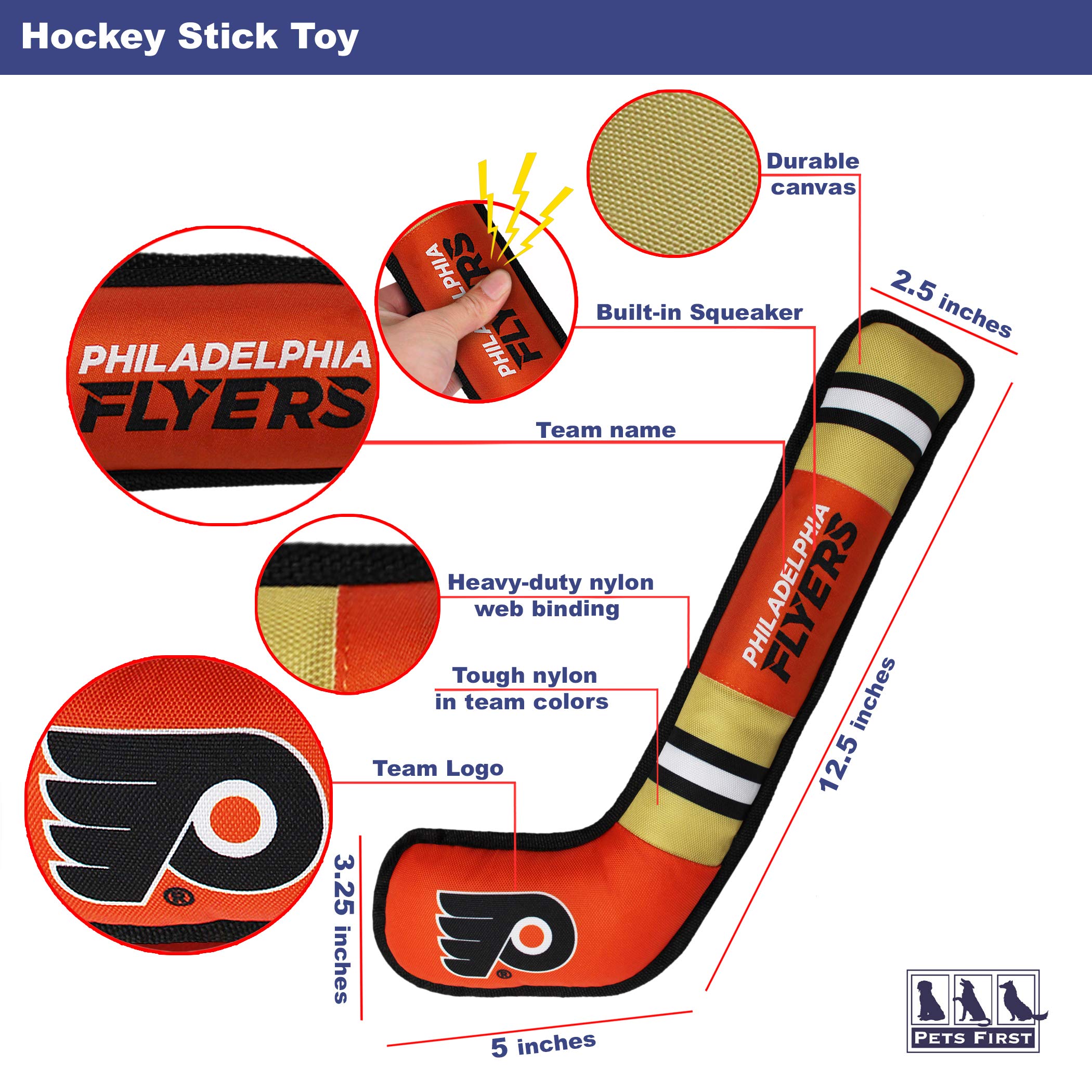 Heavy-duty nylon construction of the Flyers stick toy.