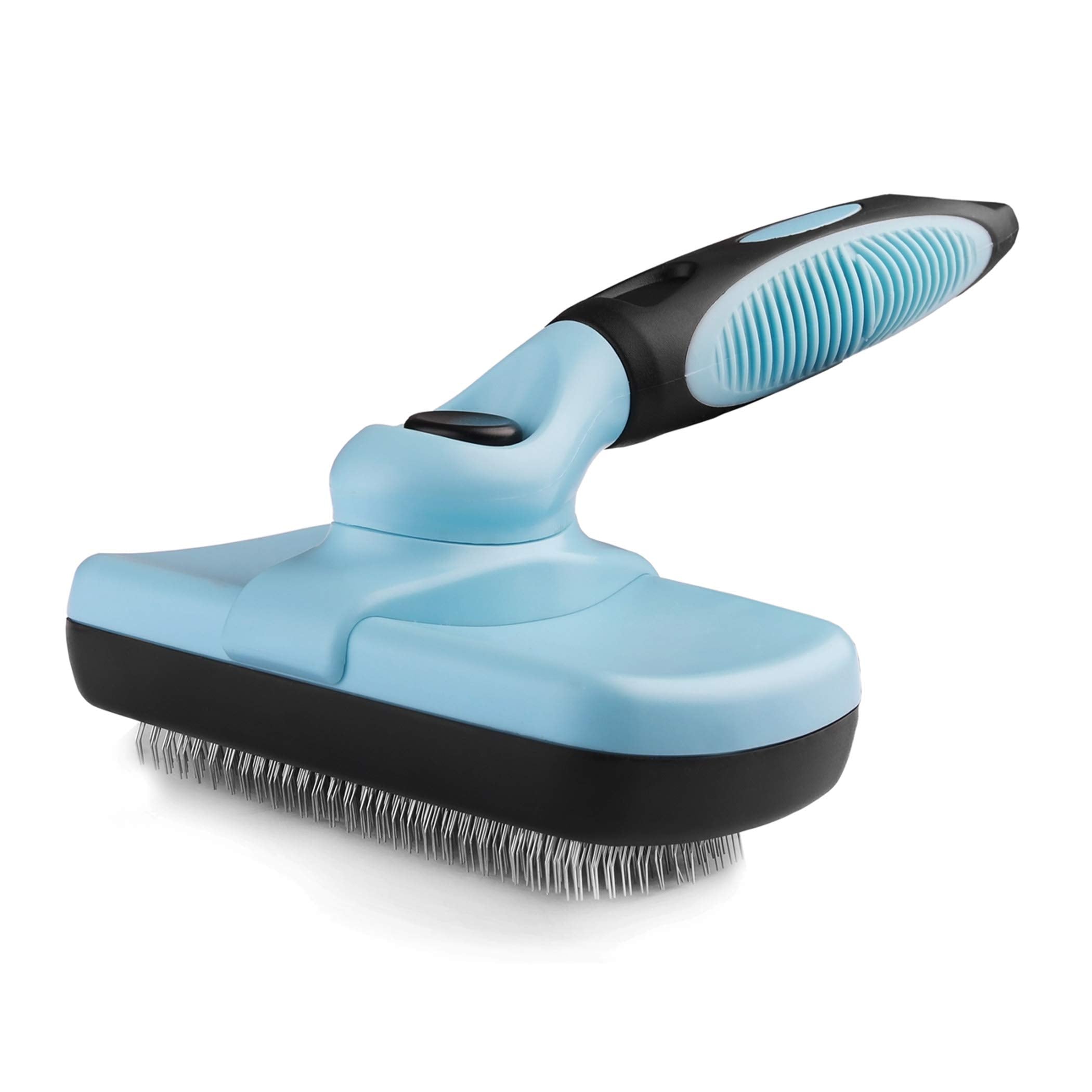 Pets First self-cleaning slicker brush for dogs and cats with retractable bristles.