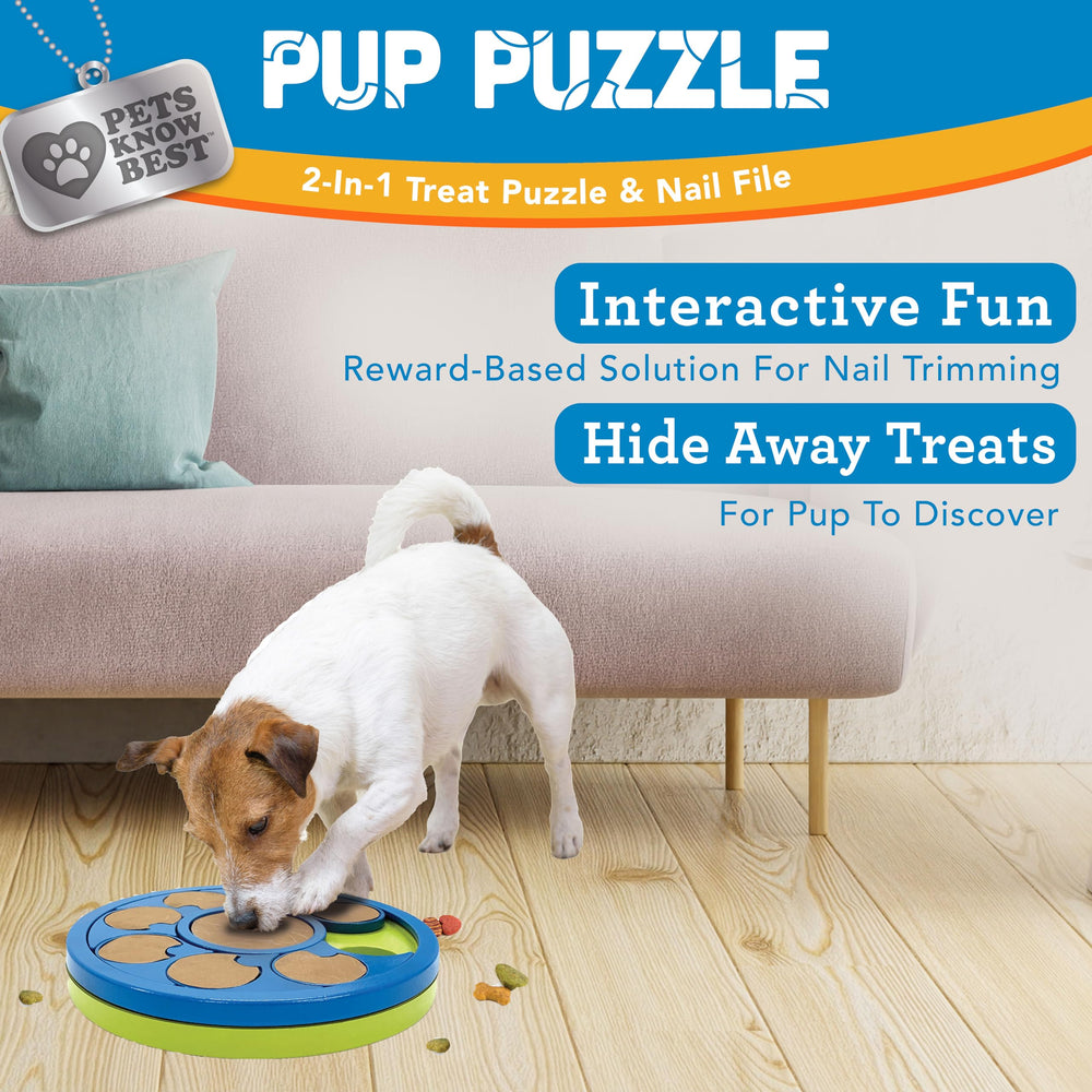 Pets Know Best Pup Puzzle safe abrasive surface supports comfortable nail care.
