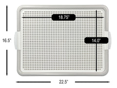 Pets-N-Me gray pee pad holder with detachable mesh for easy cleaning.