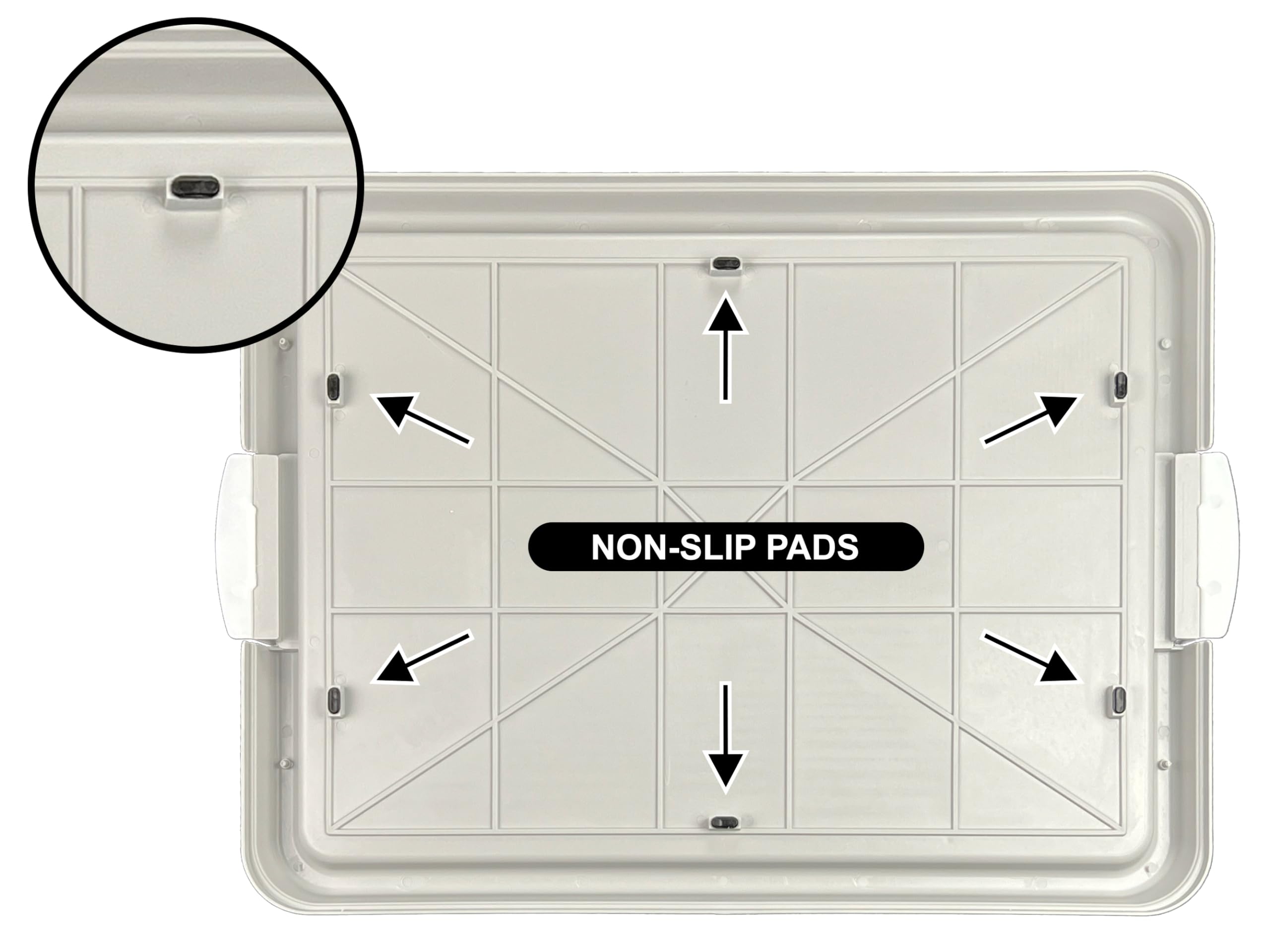 Pets-N-Me gray pee pad holder non-slip bottom for stability.