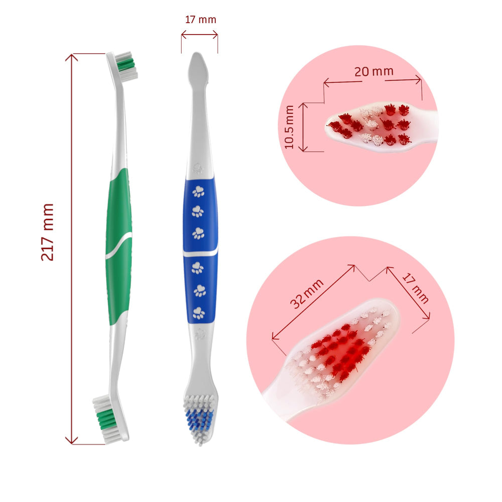 Pets & Pupps soft bristles dog-cat brush gentle on gums.
